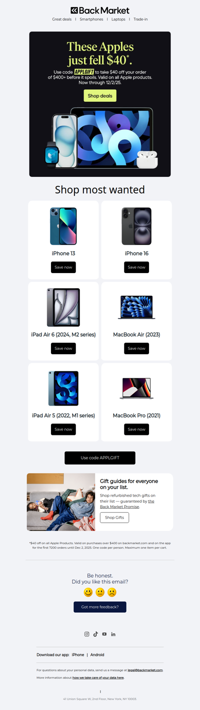 🍎 Take $40 off your Apple order