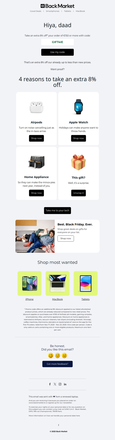 Your extra 8% is running out, daad