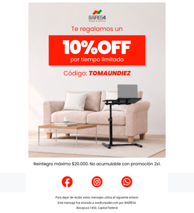 🎁Te regalamos 10%OFF EXTRA! Solo por tiempo limitado