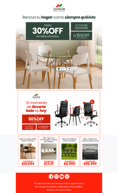 Renová tu Hogar🏡 hasta 30%OFF + 6 cuotas sin interés