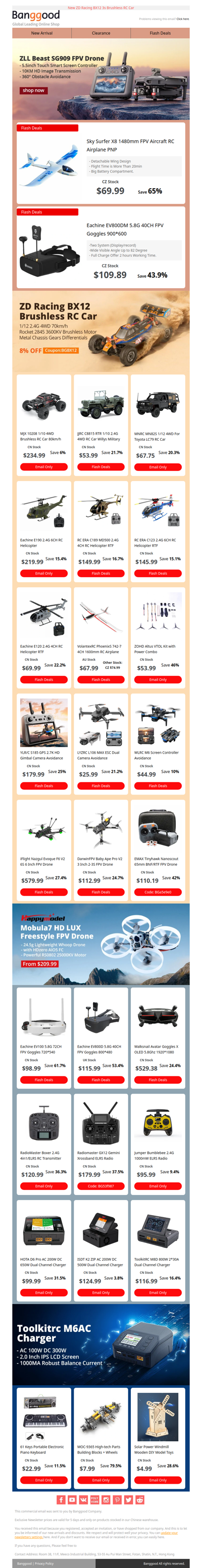 RC Toys New Year Sale>>Sky Surfer X8 FPV Airplane From $69.99!JJRC Willys Military Only $53.99! Eachine E190 Dual Brushless Motor Helicopter $219.99,More >>