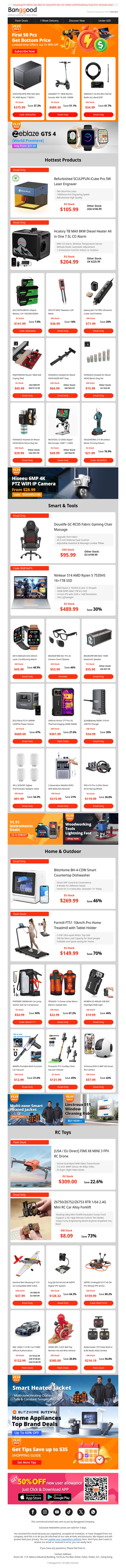 [ Mail Exclusive 11.11 Sale Bottom Price🆒]  Refurbished SCULPFUN iCube Pro 5W Laser Engraver Only $105.99! Zeblaze GTS4 Smartwatch $21.99!