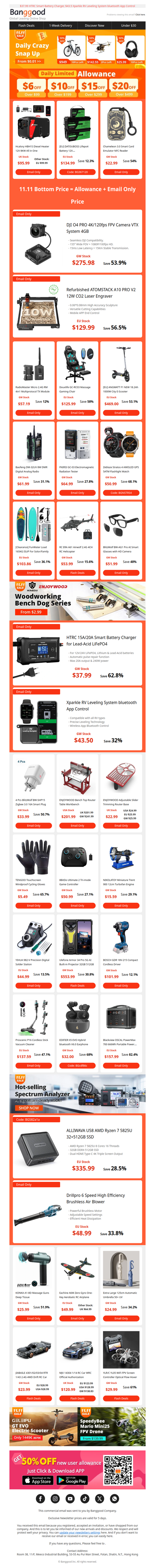 💥[Start Now][11.11 Snap Up= Allowance+ Email Only] $275.98 DJI O4 PRO FPV Camera, $129.99 Refurbished ATOMSTACK A10 PRO.