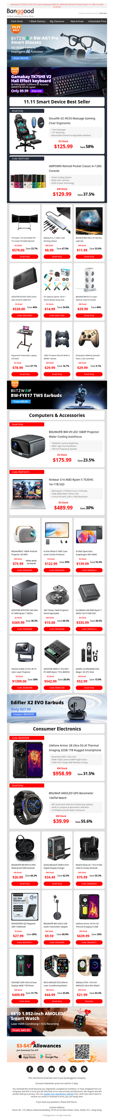 [11.11 Festival for Smart Device] Only $29.99 BW-FYE17 bluetooth Earphone, $53.99 BW-AG1 Pro Smart Glasses.