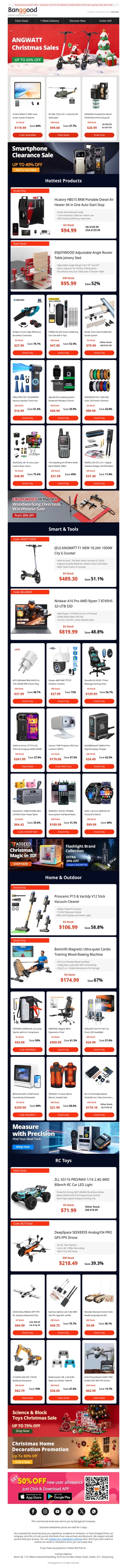 [Christmas Sale Coming🔥!]  Wood Rowing Machine Only $174.99! Hcalory HBS1S Diesel Heater $94.99! ANGWATT F1 Scooter $489.30!