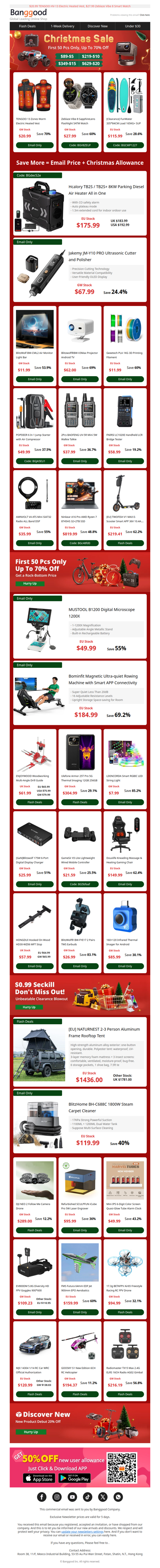 🎄[Xmas Sale Start Now] Up To 70% OFF + $50 OFF Allowance! $175.99 Hcalory Heater, $67.99 Jakemy Ultrasonic Cutter.