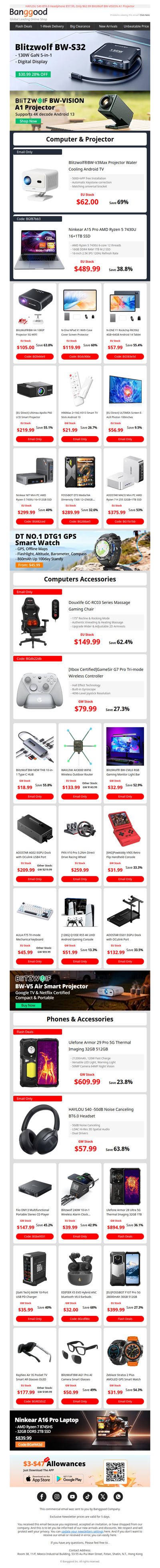 💻[Smart Device for Your Christmas] BW-S32 130W GaN 5 in 1 Charger Only $29.99, $489.99 Ninkear A15 Pro Laptop >>