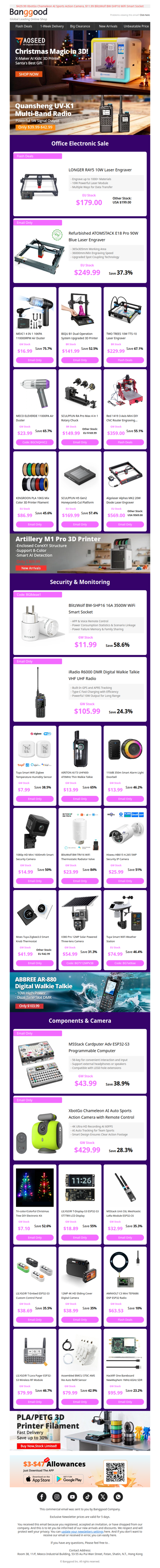 [New for Electron] Only $179 LONGER RAY5 10W Laser Engraver, $105.99 iRadio R6000 DMR Digital Walkie Talkie.