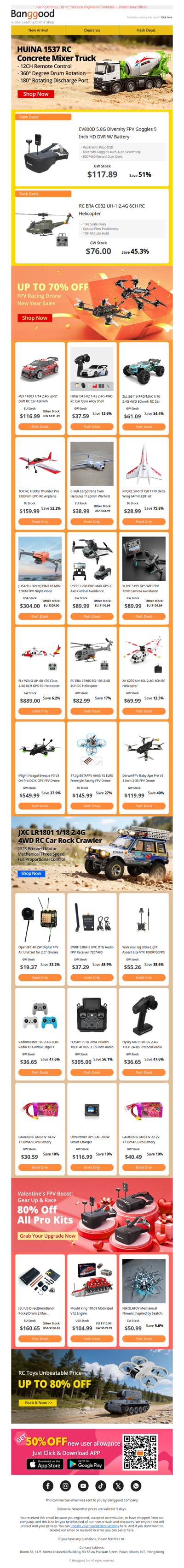 [New Year & Valentine FPV & RC Deals] Hot Sale RC ERA C032 Helicopter Only $76! EV800D Goggles Only $117.89!