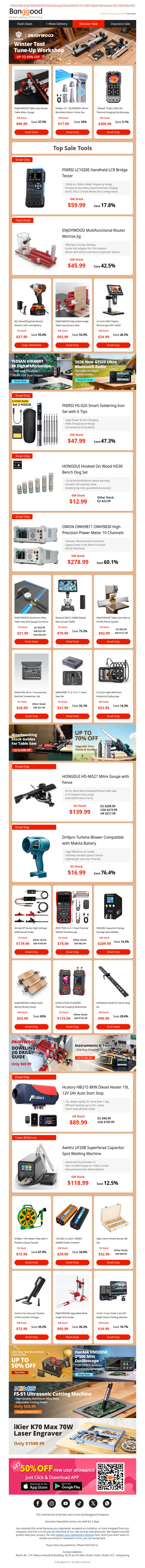 [DIY Tools & Auto] ENJOYWOOD Table Saw Miter Gauge $99.99, FNIRSI Handheld LCR Bridge Tester, Shop Now>>