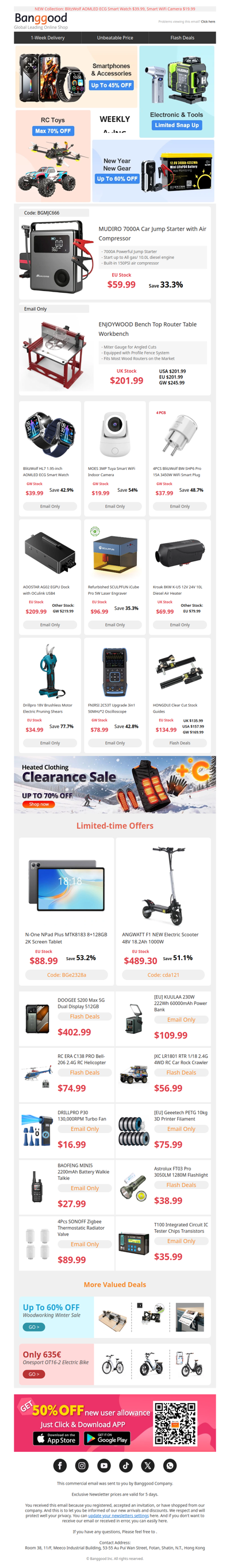 Check out this week's new savings! Car Jump Starter with Air Compressor $59.99