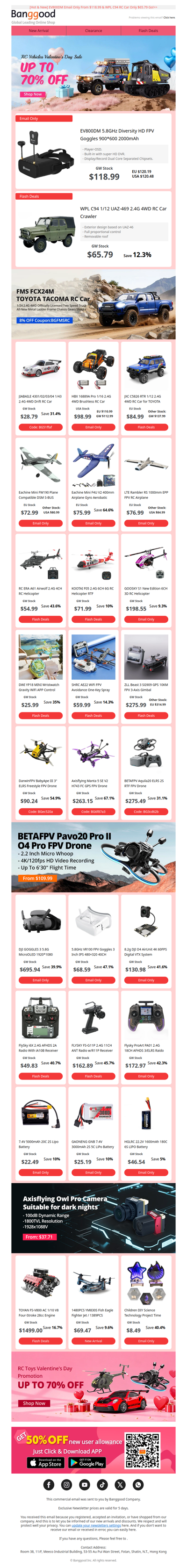 SAVE BIG >> RC Vehicles Valentines's Day Sale Up to 70% off! Betafpv Pavo20 PRO II From Only $109.99,Hurry Up!>>