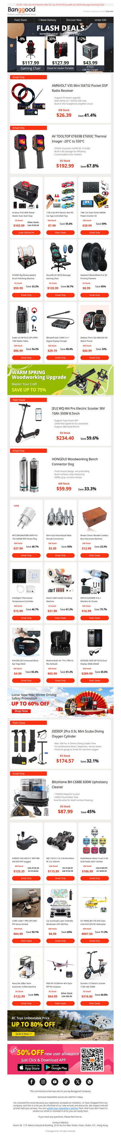 [CNY Clearance Sale] $26.39 AMNVOLT V3S Radio Receiver, $234.4 WQ-W4 Pro Electric Scooter.