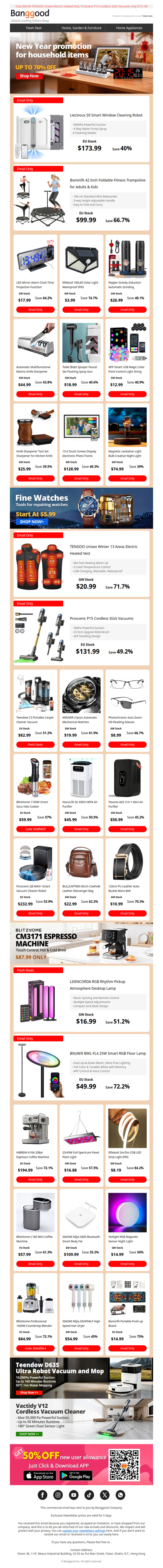 [New Year Discount] Liectroux S9 Smart Window Cleaning Robot only $173.99 Bominfit Foldable Fitness Trampoline only $99.99 >>