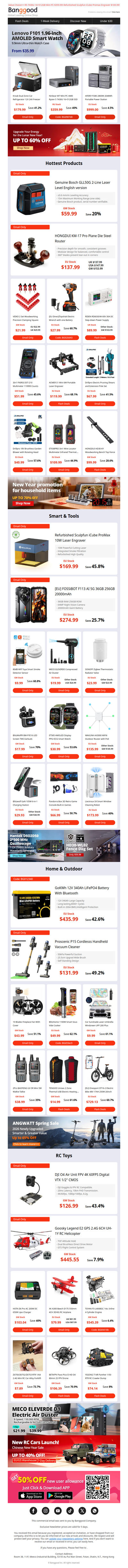 [Brand Deals!]  Lenovo AMOLED Smartwatch Only $35.99! Kroak Dual Zone Car Refrigerator $179.99! Bosch Laser Level $59.99!