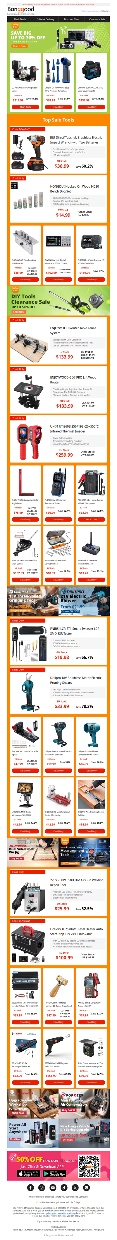 [Tools & Auto Parts Spring Sale] Up To 70% OFF! HONGDUI HD30 Bench Dog Set Only $14.99, BOSCH GLL90-33XG Laser Level $237.99.