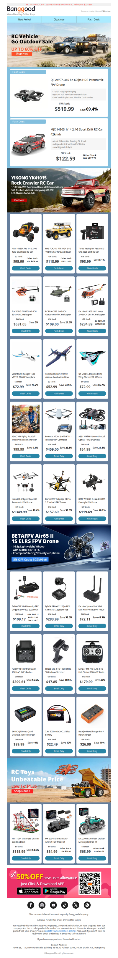 [RC Toys Sale🛩️]New Release! DJI AVATA RC FPV Drone Only US$519.99! Click For More Goods!