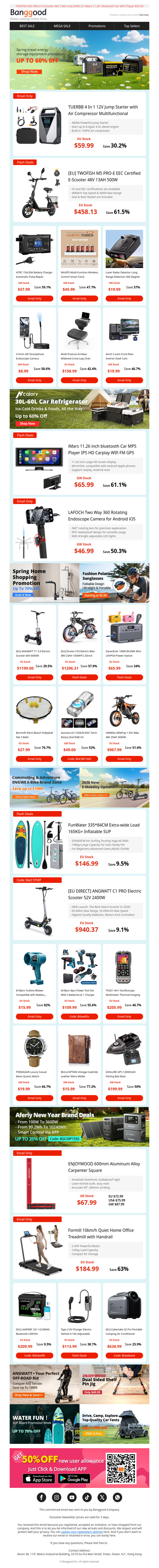 [60% Off For Outdoors!😃] TUERBB 4-in-1 3000A / 4500A Car Jump Starter only $59.99! LAFOCH Two Way 360 Rotating Endoscope Camera only $47.69~