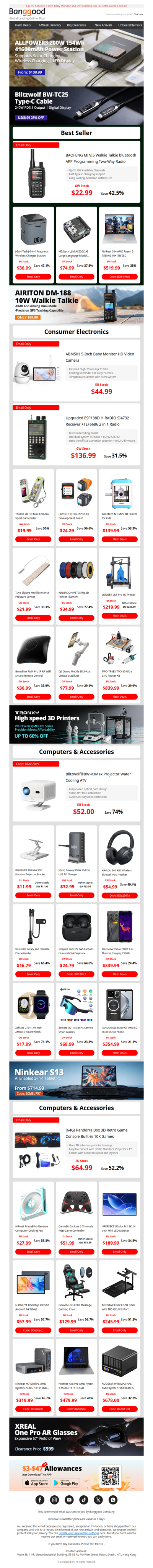 🔔[Hot for Electron] Only $22.99 BAOFENG MINI5 Walkie Talkie, $136.99 Handheld Radio, $52 Blitzwolf Max Projector.