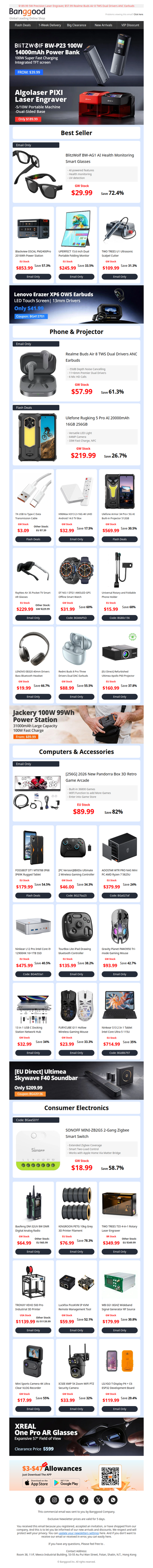 🔋14000mAh + 100W Fast Charge $39.99 | $29.99 BlitzWolf AI Health Monitoring Smart Glasses.