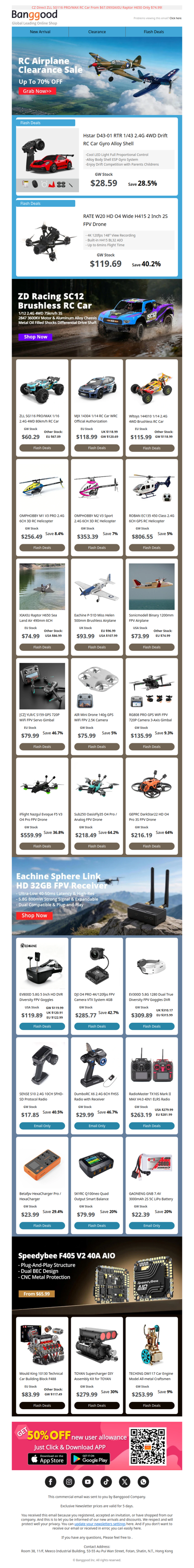 [RC Toys Outdoor Mega Sale] RC Airplane Big Clearance Sale!Hstar Metal Shell Full Scale Drift Car From $28.59!New Arrival RATE W20 Drone Only $119.69!Save UP TO 70% OFF!Shop Now>>