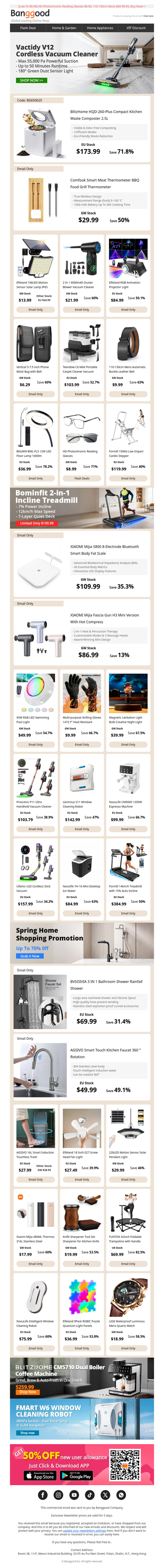 [New] BlitzHome 2.5L Composter $173.99 (71.8% off) + Comfoak Meat BBQ Thermometer $29.99 (50% off)