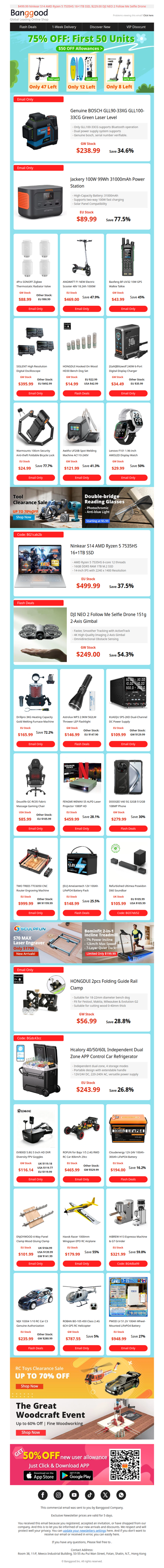 💥Bottom Price+ Extra Allowance: $238.99 Genuine BOSCH Green Laser Level, $89.99 Jackery 31000mAh Power Station.