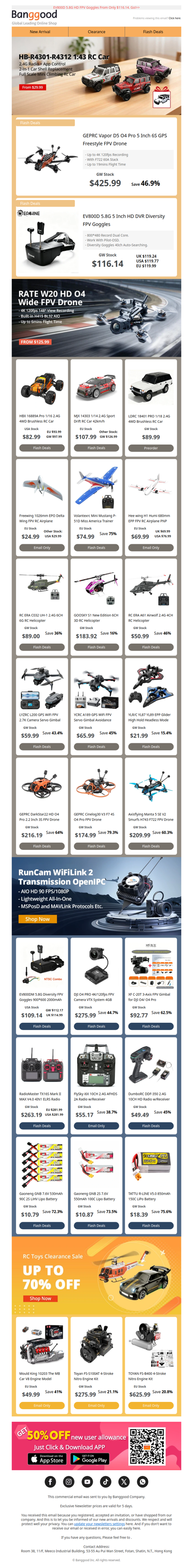 [RC Toys New & Hot] New HB-R4301-R4312 RC Car From Only $29.99, GEPRC Vapor D5 O4 Pro FPV Drone Up to 40% OFF. Hurry Up!>>