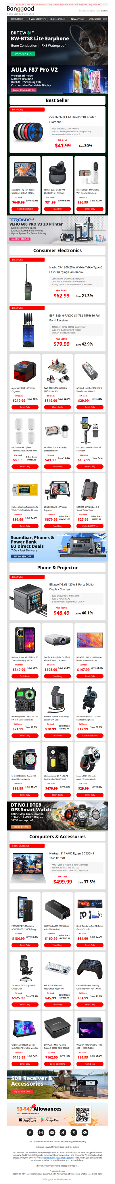 🔥BlitzWolf BW-BTS8 Lite bluetooth Earbuds From $23.99, Only $41.99 Geeetech PLA Multicolor 3D Printer Filament.