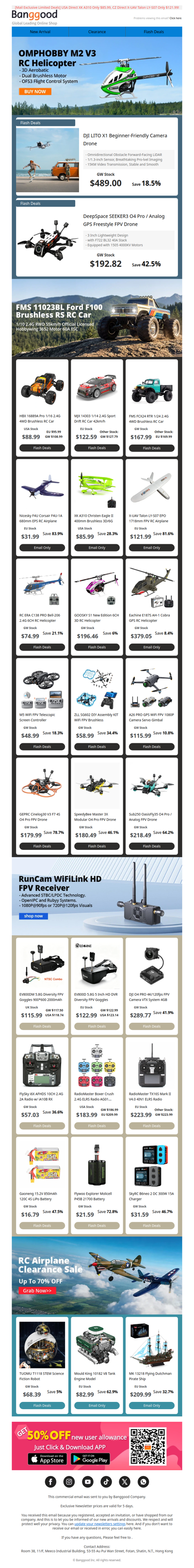 [RC Drones New Arrivals] DJI LITO X1 Camera Drone From $4?9, OMPHOBBY M2 V3 Helicopter Only $379.99, Shop Now!>>🛩️