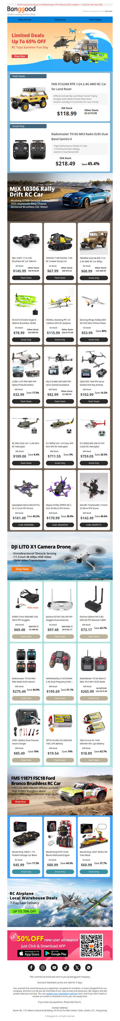 RC Flash Deals Live: Save Up to 74% On Drones, Cars & Radios! Hurry!