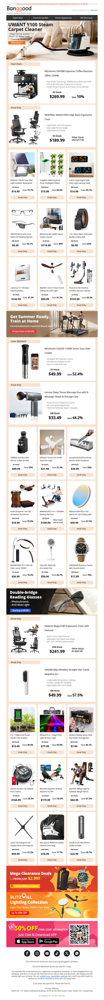 🔥[Hot] Only $269.99 BlitzHome Dual Boiler Espresso Machine, $139.99 UWANT Y100 Steam Carpet Cleaner >