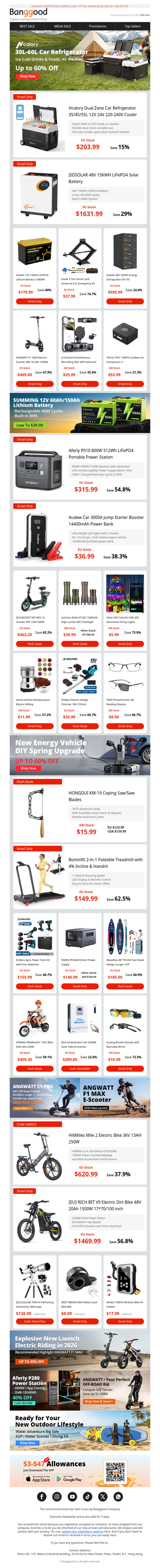 Flash Sale: Get Up to 60% Off Hcalory's Newest Car Fridges & Hottest Scooters!