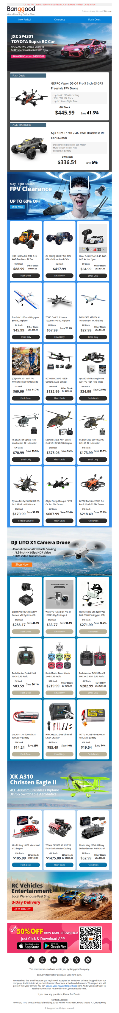 May Flight Season Sale | Up to 60% OFF FPV & RC Gear Inside>>✈️