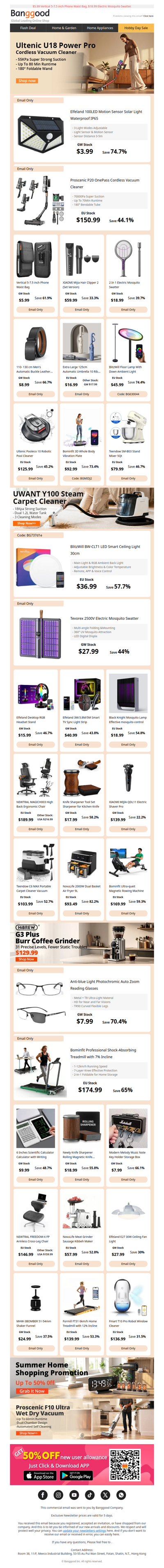 💯[Hobby Day for Home] $3.99 Solar Light, $150.99 Proscenic P20 OnePass Vacuum Cleaner, Now>