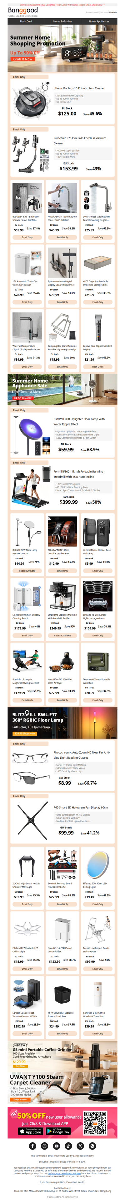 🏡[Summer Special Offer] Only $125 Ultenic Pooleco 10 Robotic Pool Cleaner, $135.99 Proscenic P20 OnePass Cordless Vacuum Cleaner.