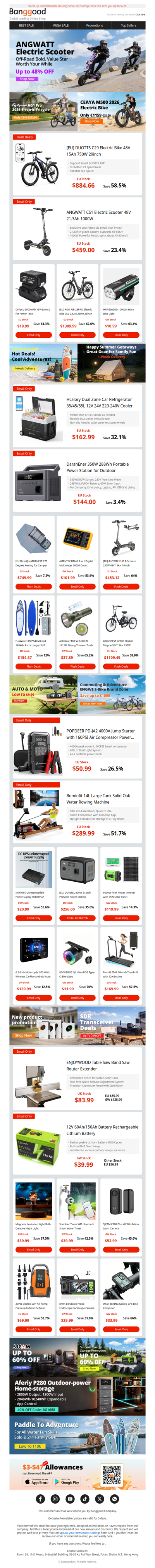 [Only Half Price,Mail Exclusive]Get an ANGWATT CS1 electric scooter for half price! Save Up $1000, Grab Now>