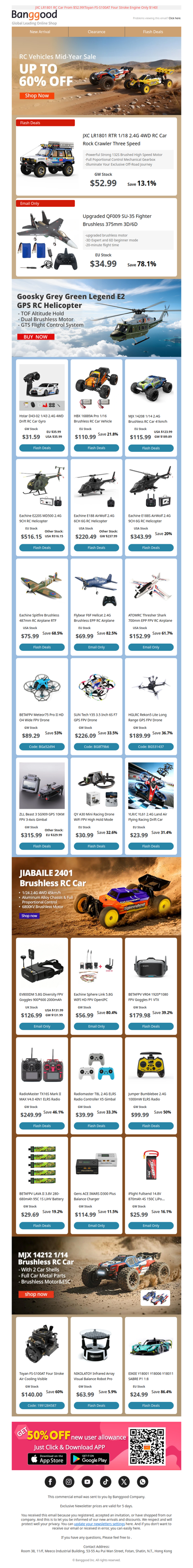 [60% Off RC Mid-Year Sale!] SU-35 Fighter Brushless RC Airplane Only $34.99! BETAFPV Meteor75 Pro II Drone Only $89.29! Shop Now>>