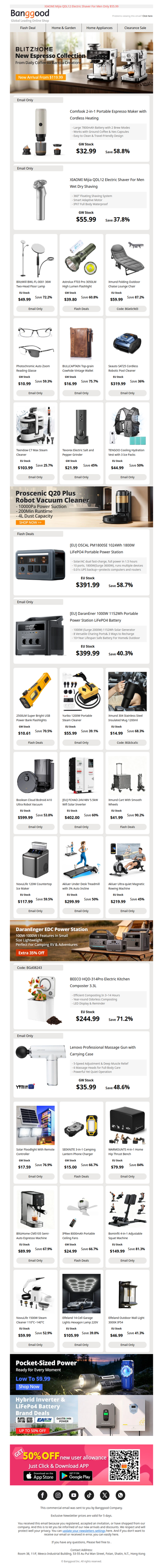 ☕[New] BlitzHome New Espresso Collection From $119.99, Teendow C7 Max Steam Cleaner Only $103.99.