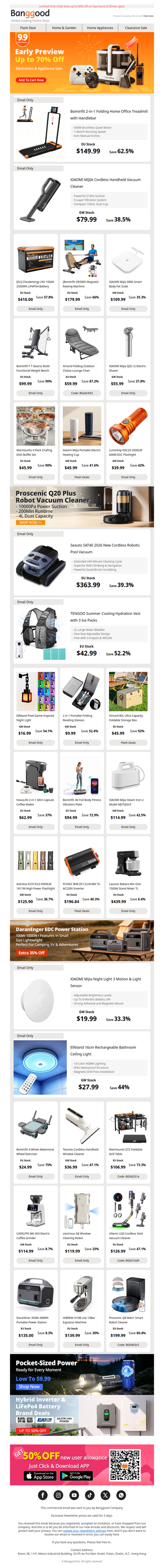 🔥[Home Appliance] 20th Anniversary Sale Early Preview: Xiaomi Vacuum $79.99, Treadmill $149.99!