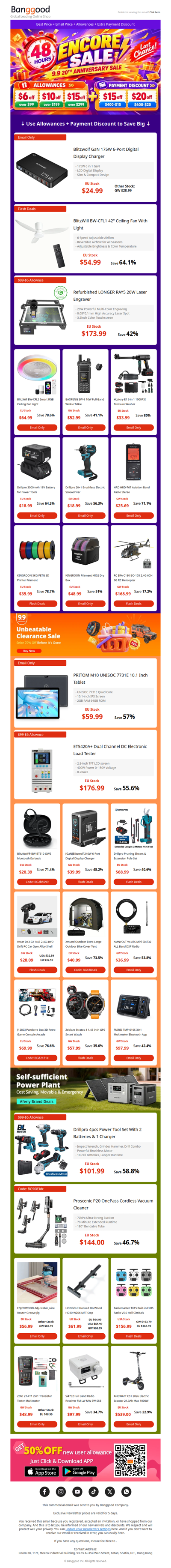 🌈[48Hrs Encore Sale][Sold 2715] $24.99 Blitzwolf GaN 175W Charger, $54.99 BlitzWill Light Ceiling Fan.