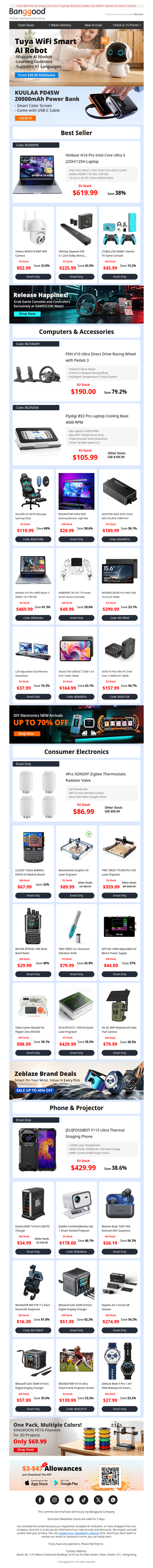 😍[New] Tuya WIFI Smart AI Robot From $38.99, KUULAA PD45W 20000mAh Power Bank $38.99, Shop Now >>