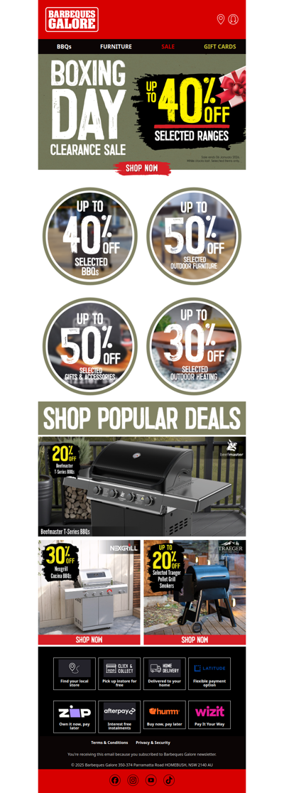 Up to 40% OFF Selected Ranges | Boxing Day Deals!