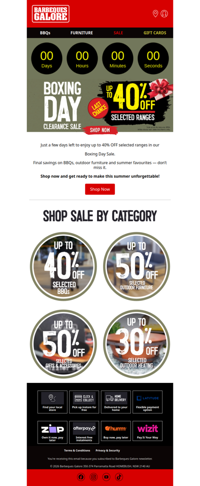 Last Sizzle 🔥 Boxing Day Ends Tuesday