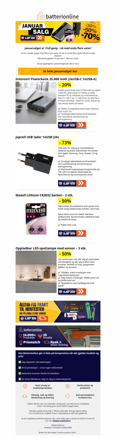 Spar opptil 70 % – januarsalget er i gang!