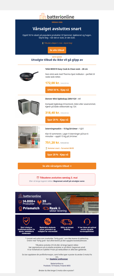 ⏰ Siste sjanse – vårsalget avsluttes søndag