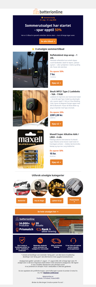 Sommerutsalget har startet — spar opptil 50% 🌞