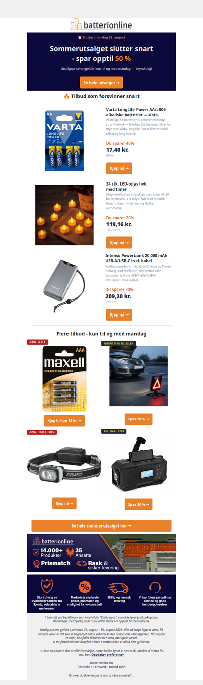 Spar opptil 50% mens du kan — Sommerutsalget slutter snart!