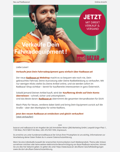 Verkaufe Dein Fahrradequipment direkt über Radbazar.at!