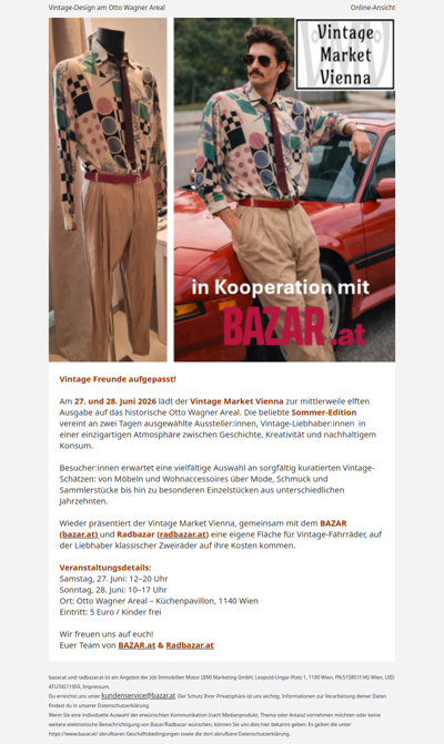 Sommer-Edition Vintage Market Vienna in Kooperation mit BAZAR